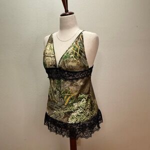 Black Widow Camouflage Advantage Max-1 Lace Fairy Camisole‎ Chamise Women Size M